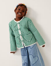 Gingham Tie Jacket , Green (GREEN), large
