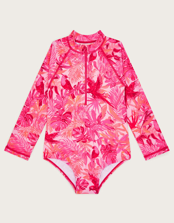 Birds Of Paradise UPF50 Long Sleeve Swimsuit, Pink (PINK), large