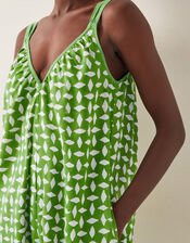 Geena Geometric Woodblock Jumpsuit, Green (GREEN), large