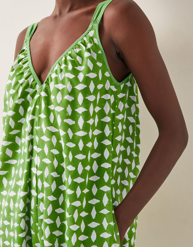 Geena Geometric Woodblock Jumpsuit, Green (GREEN), large