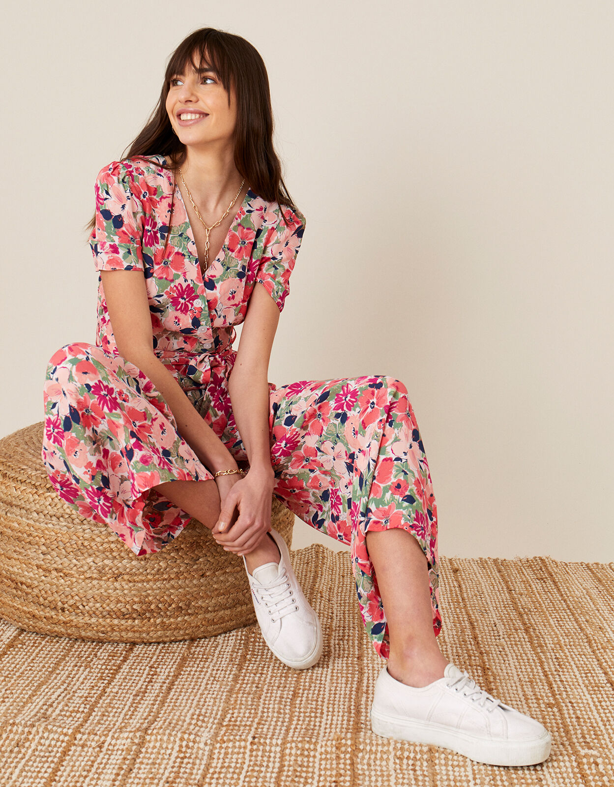 Monica Floral Wrap Jumpsuit Pink Jumpsuits Monsoon ROI