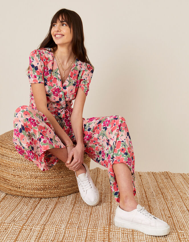 Monica Floral Wrap Jumpsuit, Pink (BLUSH), large
