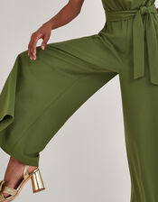Jersey Smart Cross-over Jumpsuit, Green (KHAKI), large