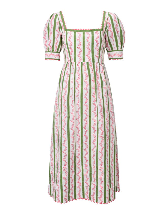 India & Mills Katie Stripe Midi Dress, White (WHITE), large