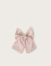Pearl Bow Bridesmaid Hair Clip, Pink (PINK), large