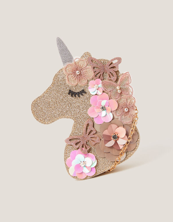 Ella Sequin Flower Unicorn Bag, , large