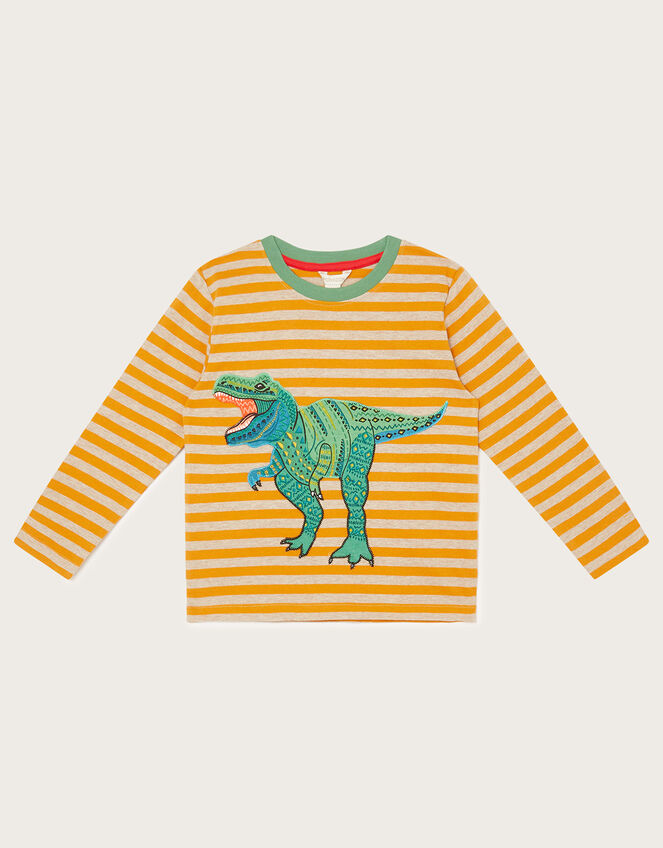 Dexter Dinosaur Stripe T-Shirt, Yellow (MUSTARD), large