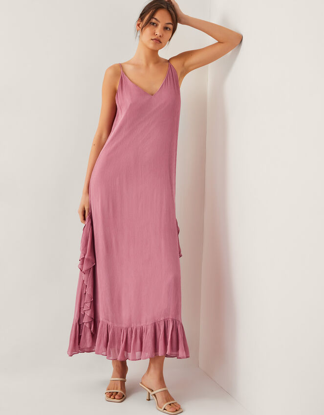 Jodie Cape Ruffle Maxi Slip Dress, Pink (ROSE PINK), large