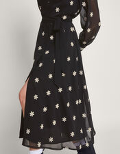 Fiori Embroidered Shirt Dress, Black (BLACK), large