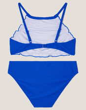 Ribbed Scallop Trim Bikini Set, Blue (BLUE), large