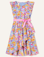 Floral Frill Skirt Dress, Blue (BLUE), large
