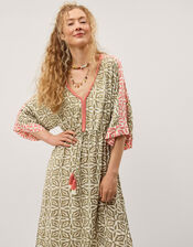 Elma Print Midi Beach Dress, Green (KHAKI), large