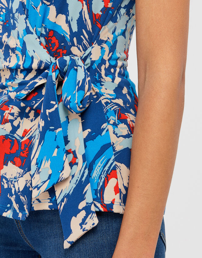 Arianna Printed Jersey Top, Blue (BLUE), large