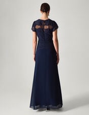 Monike Short Sleeve Lace Bridesmaid Dress, Blue (NAVY), large
