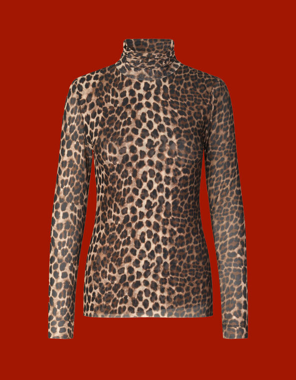 Crās Leopard Print Long Sleeve Top, Leopard (LEOPARD), large