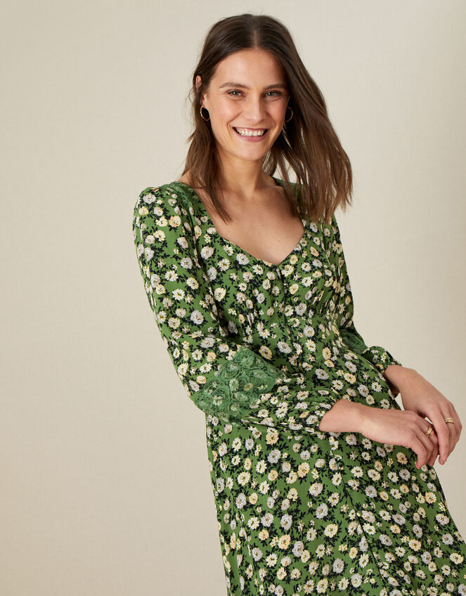 Rosalyn Rose Printed Dress, Green (GREEN), large