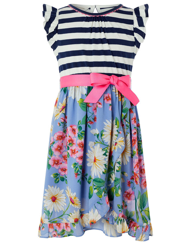 Dulcie 2-in-1 Stripe and Floral Dress, Blue (BLUE), large