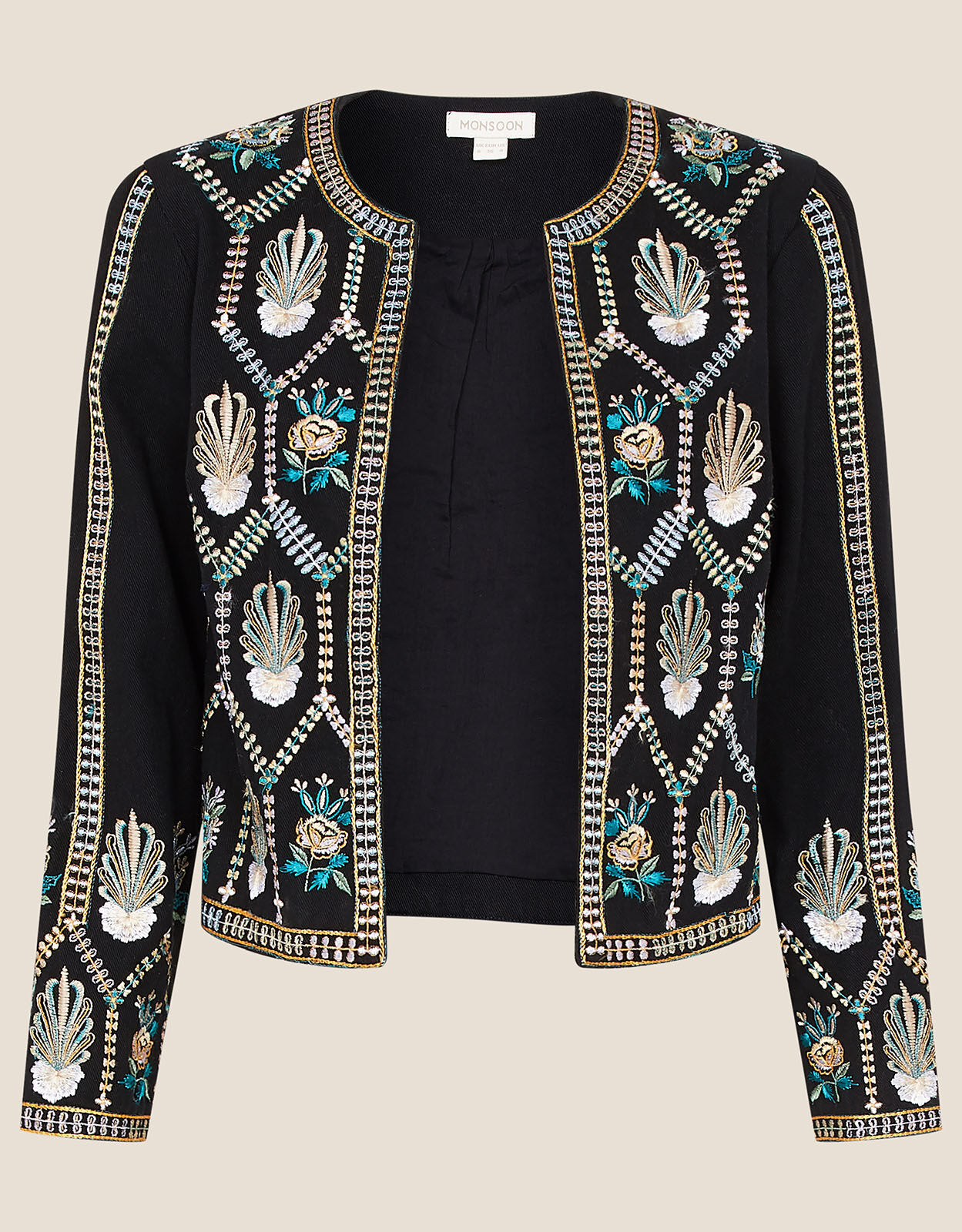 Embroidered cropped jacket sales