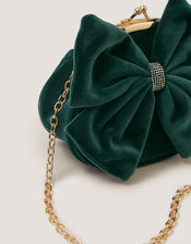 Velvet Bow Clip Frame Bag, Green (GREEN), large