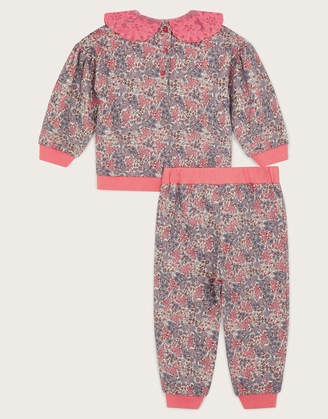 Baby Floral Print Sweatshirt and Joggers Set, Purple (PURPLE), large