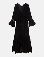 Piti Cuiti Frilly Cutwork Maxi Dress, Black (BLACK), large