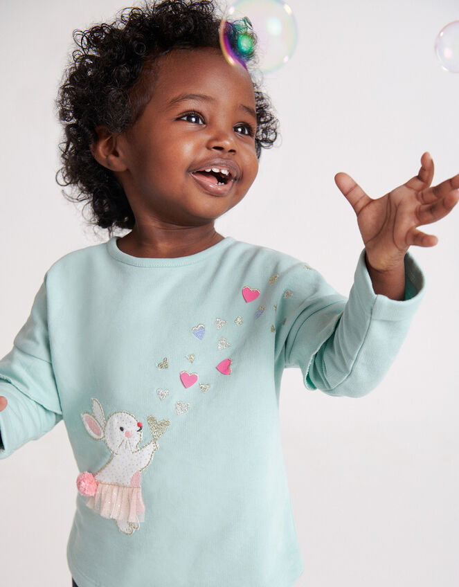 Baby Bunny Heart Set with Organic Cotton, Blue (AQUA), large