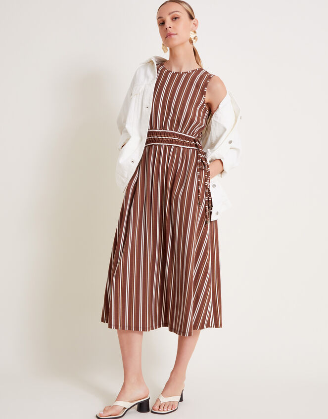 Stripe Jersey Dress, Brown (BROWN), large