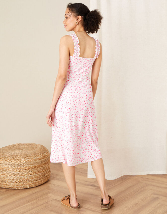 Printed Jersey Midi Dress, Ivory (IVORY), large