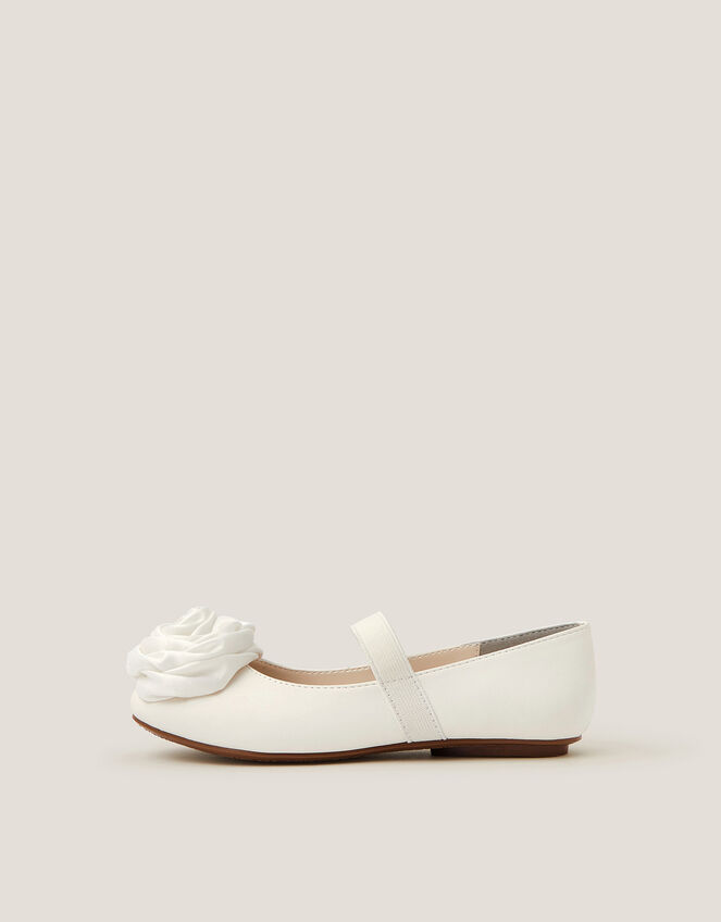 Rosette Strap Ballet Flats, Ivory (IVORY), large