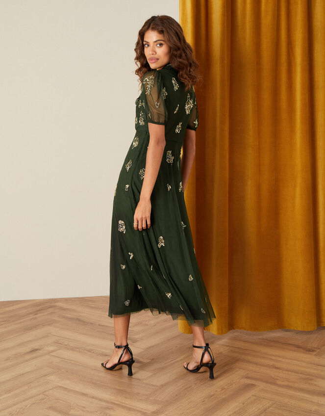 Lauren Embellished Tea Dress, Green (OLIVE), large