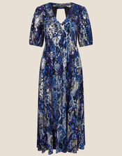 Nagini Snake Print Midi Dress, Blue (BLUE), large