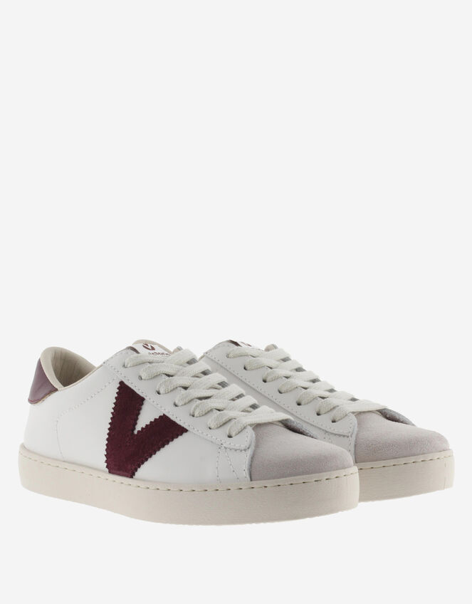 Victoria Berlin Leather & Suede Trainers, Red (BURGUNDY), large