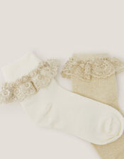 2-Pack Lace Trim Socks, Multi (MULTI), large