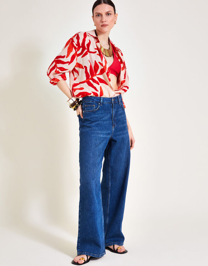 Priya Palm Print Shirt, Red (RED), large