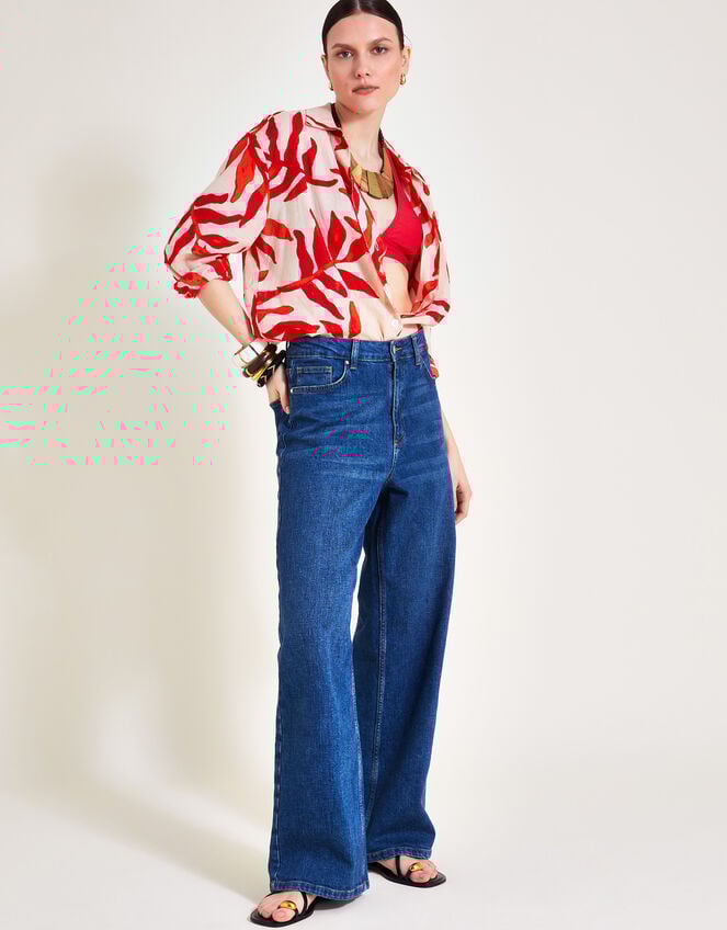 Priya Palm Print Shirt, Red (RED), large