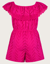 Broderie Ruffle Romper, Pink (PINK), large