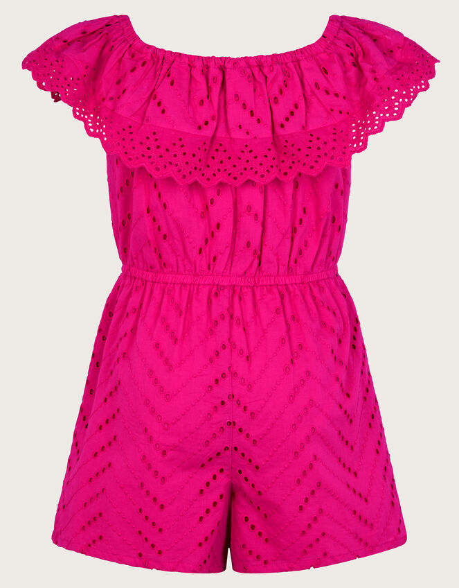 Broderie Ruffle Romper, Pink (PINK), large