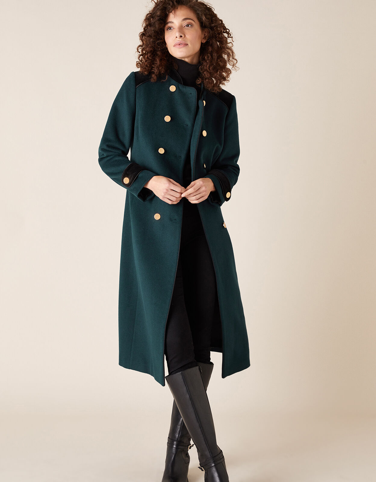 Maddie Military Coat in Wool Blend Green