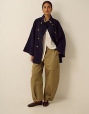 Frida Funnel Neck Cape Coat, Blue (NAVY), large