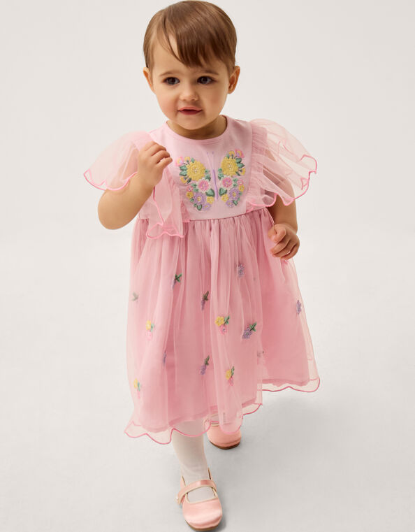 Baby Butterfly Tulle Jersey Dress, Pink (PINK), large
