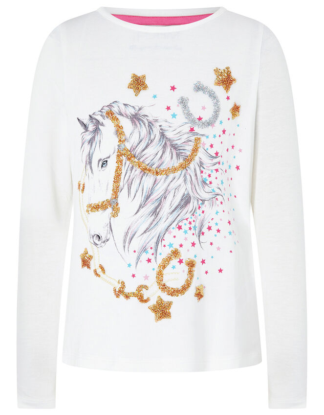Sequin Horse Top with LENZING™ ECOVERO™, Ivory (IVORY), large