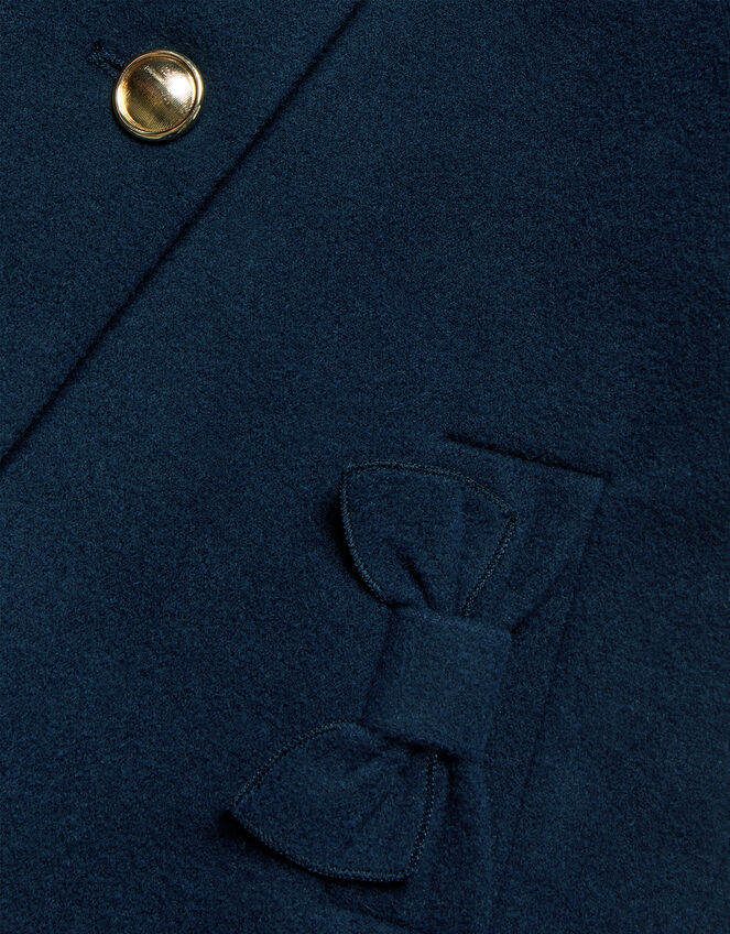 Bow Pocket Collared Swing Coat, Blue (NAVY), large