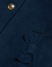 Bow Pocket Collared Swing Coat, Blue (NAVY), large