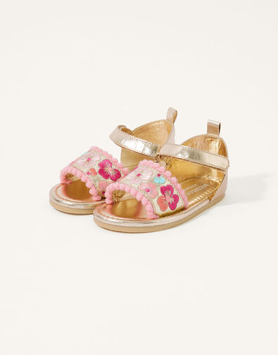 Baby Embroidered Sandals Gold, Gold (GOLD), large
