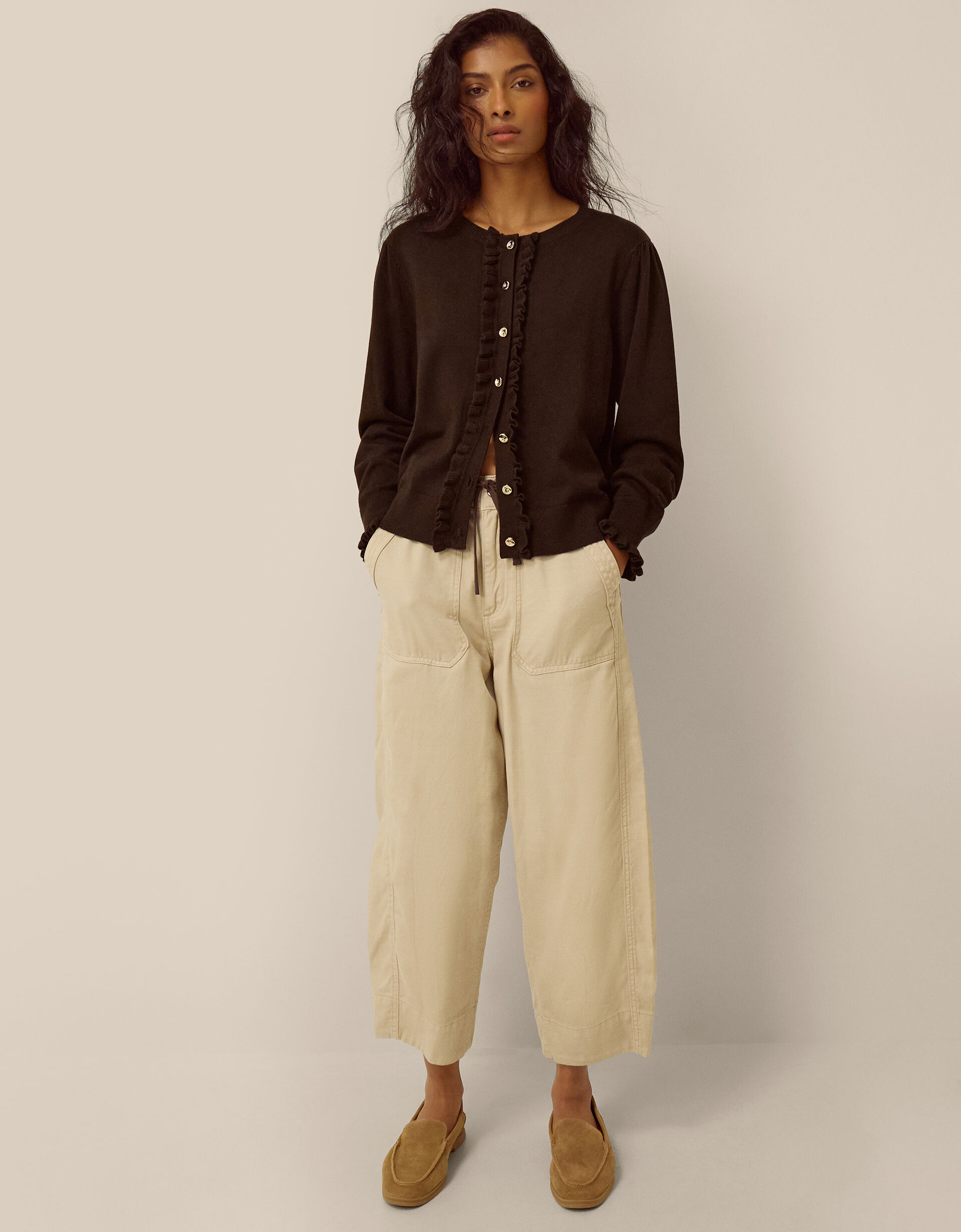 Ruby Frill Cardigan Brown | Cardigans | Monsoon US.