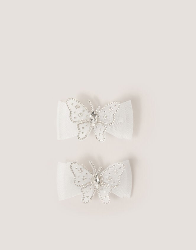 2-Pack Diamant&eacute; Butterfly Bow Hair Clips, Ivory (IVORY), large