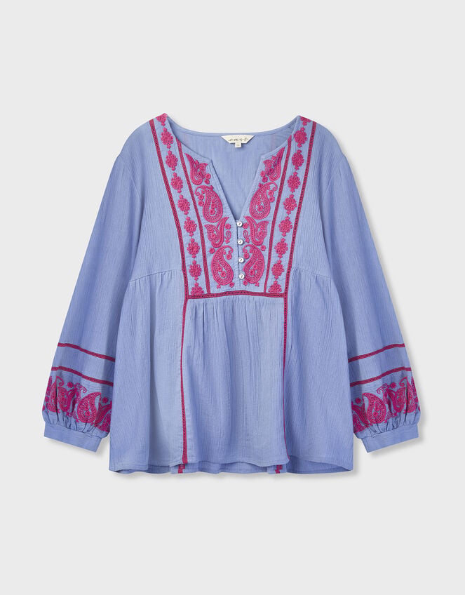 East Circe Paisley Embroidered Blouse, Blue (LIGHT BLUE), large