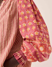 East Devyn Hand Block Print Cotton Top, Pink (PINK), large