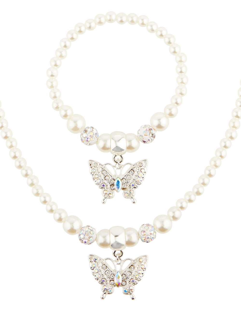Butterfly Pearl Necklace and Bracelet Set Girls' Jewellery Monsoon
