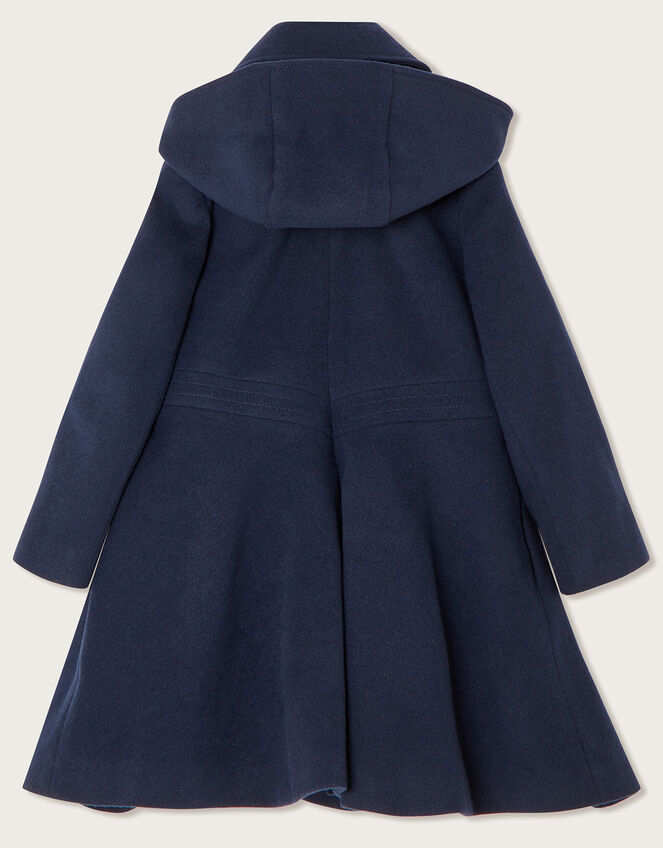 Corsage Detail Hooded Coat, Blue (NAVY), large